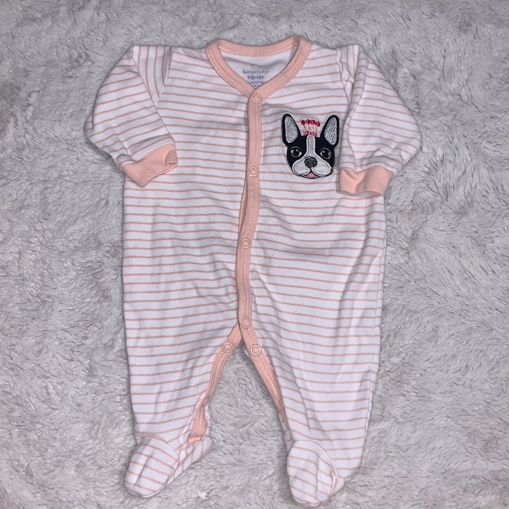 Koala bay pink dog button up onesie footie/ sleeper baby girl clothing